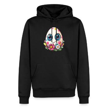 Oeuf Happy Dots - Sweat à capuche Premium bio Homme - noir - Devant - Nico (187cm)