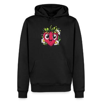 Fraise aux marguerites - Sweat à capuche Premium bio Homme - noir - Devant - Nico (187cm)