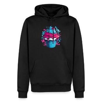 Cupcake mit Farbexplosion - Männer Premium Bio Hoodie - Schwarz - Vorne - Nico (187cm)