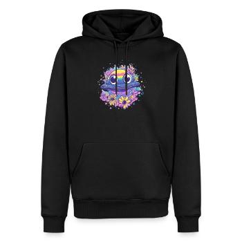 UFO mit Blumenkranz - Männer Premium Bio Hoodie - Schwarz - Vorne - Nico (187cm)
