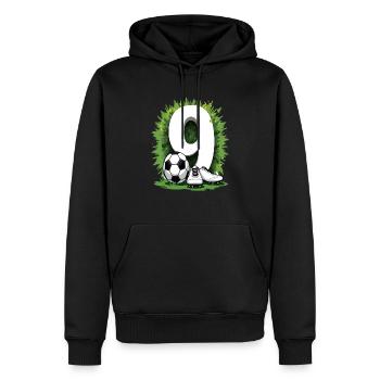 Fußball Geburtstag 9 Jahre Jungen Geschenk - Männer Premium Bio Hoodie - Schwarz - Vorne - Nico (187cm)