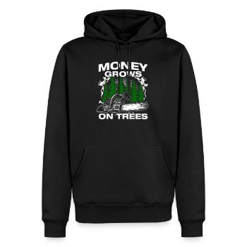 L’argent pousse sur les arbres, les cabanes en bois, les bûcherons - Sweat à capuche Premium bio Homme - noir - Devant - Nico (187cm)