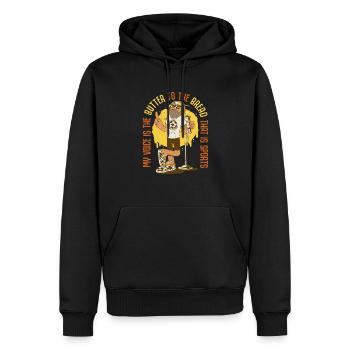 Commentateur Présentateur sportif - Sweat à capuche Premium bio Homme - noir - Devant - Nico (187cm)