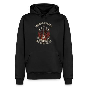Métal Maman Vie Rock And Roll Mère Crâne Roses - Sweat à capuche Premium bio Homme - noir - Devant - Nico (187cm)