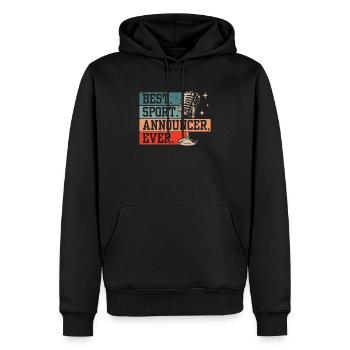 Annonceur sportif drôle - Sweat à capuche Premium bio Homme - noir - Devant - Nico (187cm)