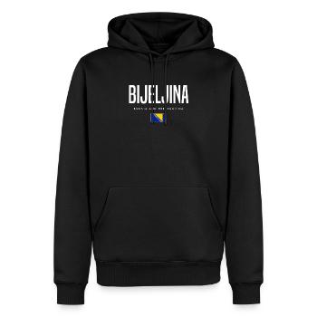 Bijeljina, Bosnie-Herzégovine - Sweat à capuche Premium bio Homme - noir - Devant - Nico (187cm)