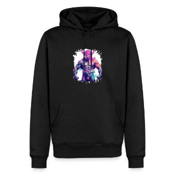 Bison Muscles Musculation Taureau - Sweat à capuche Premium bio Homme - noir - Devant - Nico (187cm)