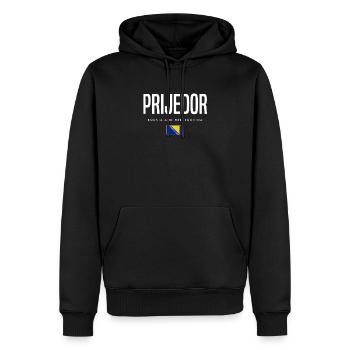 Prijedor, Bosnie-Herzégovine - Sweat à capuche Premium bio Homme - noir - Devant - Nico (187cm)
