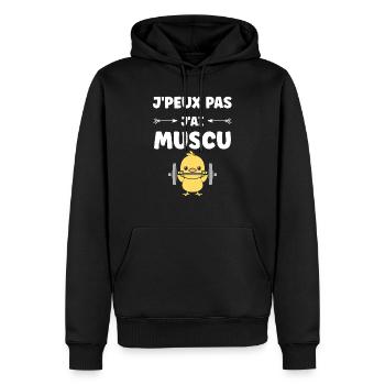 Animaux Humour musculation - Sweat à capuche Premium bio Homme - noir - Devant - Nico (187cm)