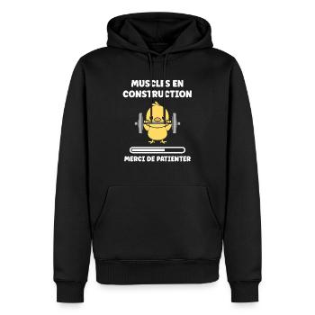 Animaux Humour musculation - Sweat à capuche Premium bio Homme - noir - Devant - Nico (187cm)