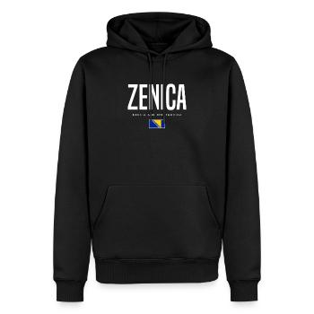 Zenica, Bosnie-Herzégovine - Sweat à capuche Premium bio Homme - noir - Devant - Nico (187cm)