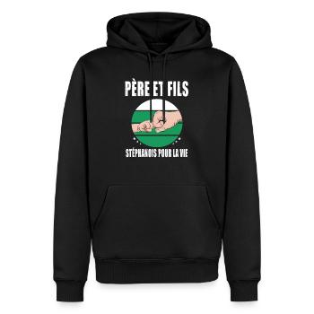 père et fils papa saint étienne stéphanois - Sweat à capuche Premium bio Homme - noir - Devant - Nico (187cm)
