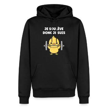 Animaux Humour musculation - Sweat à capuche Premium bio Homme - noir - Devant - Nico (187cm)
