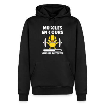 Animaux Humour musculation - Sweat à capuche Premium bio Homme - noir - Devant - Nico (187cm)