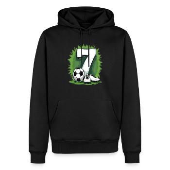 Fußball Geburtstag 7 Jahre Jungen Geschenk - Männer Premium Bio Hoodie - Schwarz - Vorne - Nico (187cm)