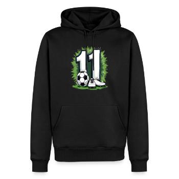 Fußball Geburtstag 11 Jahre Jungen Geschenk - Männer Premium Bio Hoodie - Schwarz - Vorne - Nico (187cm)