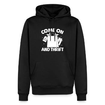 Thrift Shop Come On & Thrift Love Thrifting - Men’s Premium Organic Hoodie - black - Front - Nico (187cm)
