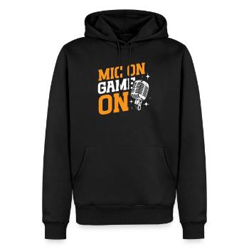 Annonceur sportif drôle - Sweat à capuche Premium bio Homme - noir - Devant - Nico (187cm)