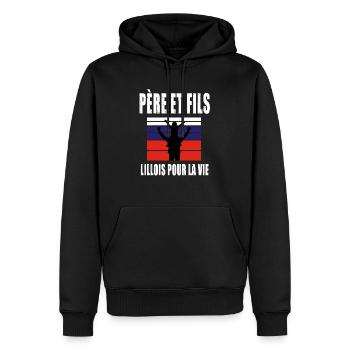 père et fils papa supporter lillois lille - Sweat à capuche Premium bio Homme - noir - Devant - Nico (187cm)