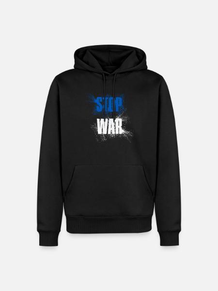 STOP OORLOG – GEEN OORLOG – VREDE – Nationale Kleuren Israël - Mannen Premium Bio hoodie - zwart