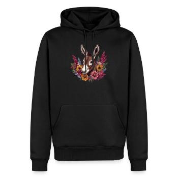 Âne avec couronne de fleurs - Sweat à capuche Premium bio Homme - noir - Devant - Nico (187cm)