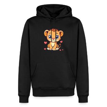Lion avec des cœurs - Sweat à capuche Premium bio Homme - noir - Devant - Nico (187cm)