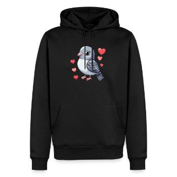 Colombe pleine d’amour - Sweat à capuche Premium bio Homme - noir - Devant - Nico (187cm)
