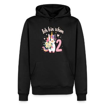 Licorne mignonne 2e anniversaire pour les filles - Sweat à capuche Premium bio Homme - noir - Devant - Nico (187cm)