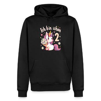 Licorne mignonne 2e anniversaire pour les filles - Sweat à capuche Premium bio Homme - noir - Devant - Nico (187cm)