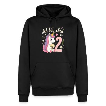 Licorne mignonne 2e anniversaire pour les filles - Sweat à capuche Premium bio Homme - noir - Devant - Nico (187cm)