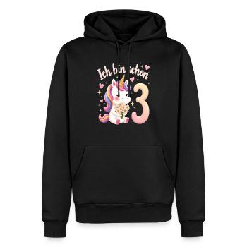 Licorne mignonne 3ème anniversaire pour les filles - Sweat à capuche Premium bio Homme - noir - Devant - Nico (187cm)