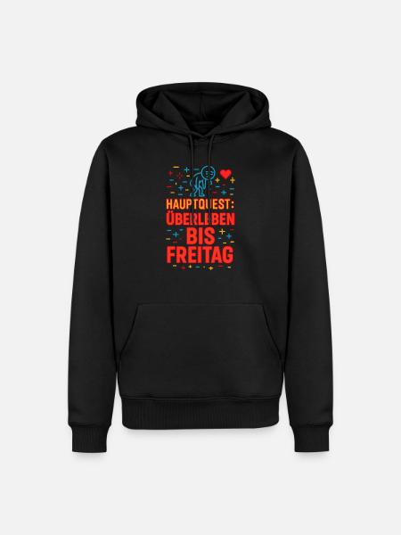 Main Quest: Survive until Friday - Men’s Premium Organic Hoodie - black