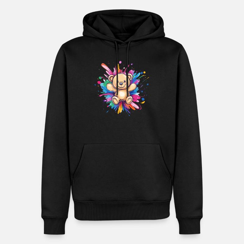 Teddybär Farbexplosion - Männer Premium Bio Hoodie - Schwarz