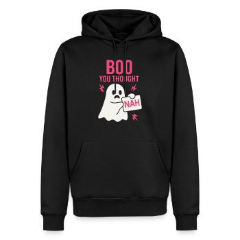Anti -halloween sarcastic creepy - Men’s Premium Organic Hoodie - black - Front - Nico (187cm)