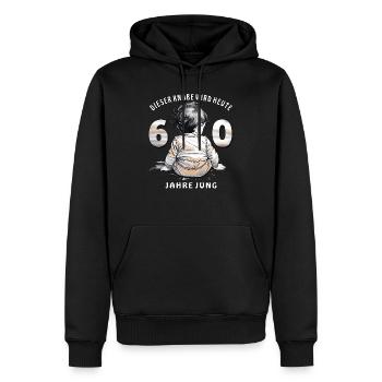 ENFANT FÊTÉ GARÇON - Sweat à capuche Premium bio Homme - noir - Devant - Nico (187cm)