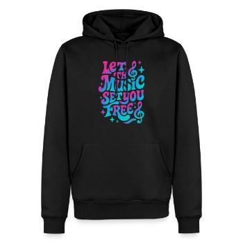 Lassen Sie sich von der Musik befreien, Retro Vibes - Männer Premium Bio Hoodie - Schwarz - Vorne - Nico (187cm)