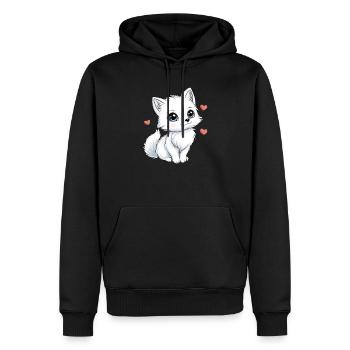 Weißer Fuchs mit Herzen - Männer Premium Bio Hoodie - Schwarz - Vorne - Nico (187cm)