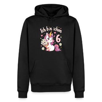 Licorne mignonne 6e anniversaire pour les filles - Sweat à capuche Premium bio Homme - noir - Devant - Nico (187cm)