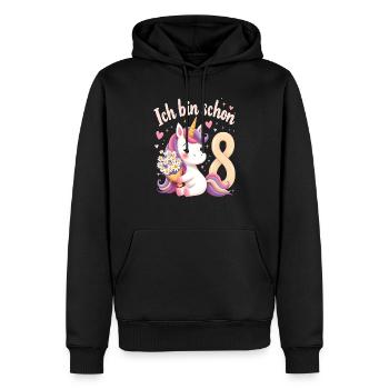 Licorne mignonne 8e anniversaire pour les filles - Sweat à capuche Premium bio Homme - noir - Devant - Nico (187cm)