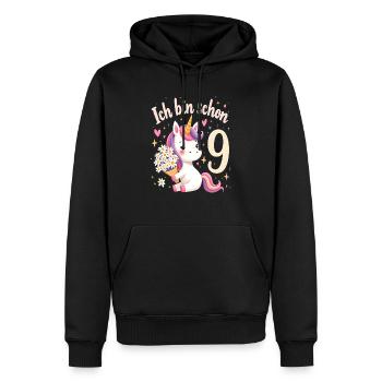 Licorne mignonne 9e anniversaire pour les filles - Sweat à capuche Premium bio Homme - noir - Devant - Nico (187cm)