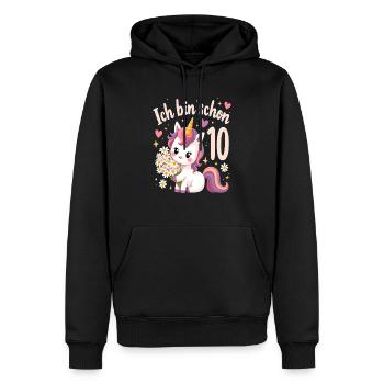 Licorne mignonne 10e anniversaire pour les filles - Sweat à capuche Premium bio Homme - noir - Devant - Nico (187cm)