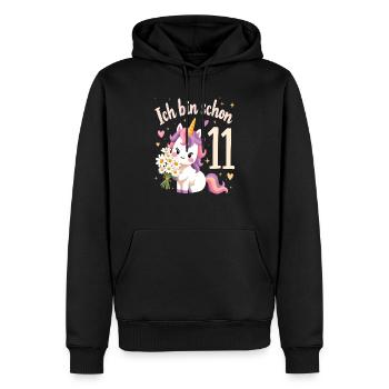 Licorne mignonne 11e anniversaire pour les filles - Sweat à capuche Premium bio Homme - noir - Devant - Nico (187cm)