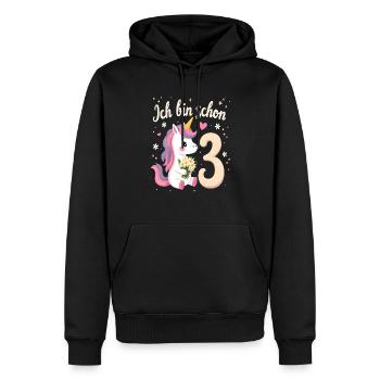 Licorne mignonne 3ème anniversaire pour les filles - Sweat à capuche Premium bio Homme - noir - Devant - Nico (187cm)