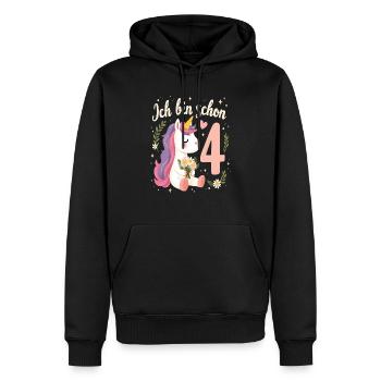 Licorne mignonne 4e anniversaire pour les filles - Sweat à capuche Premium bio Homme - noir - Devant - Nico (187cm)