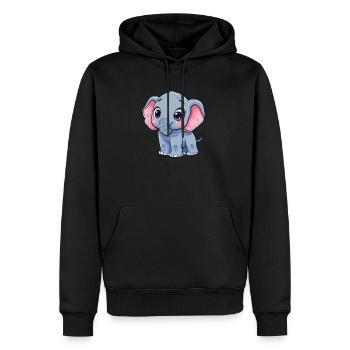 Elefant mit großen Augen - Männer Premium Bio Hoodie - Schwarz - Vorne - Nico (187cm)