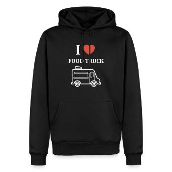 Food truck - Sweat à capuche Premium bio Homme - noir - Devant - Nico (187cm)