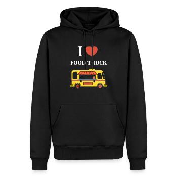 Food truck - Sweat à capuche Premium bio Homme - noir - Devant - Nico (187cm)