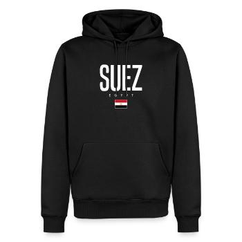 Suez Egypt - Men’s Premium Organic Hoodie - black - Front - Nico (187cm)