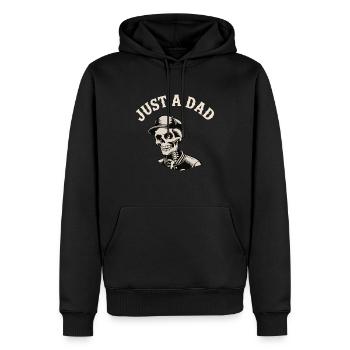 JUSTE UN PAPA - Sweat à capuche Premium bio Homme - noir - Devant - Nico (187cm)