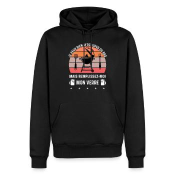 barbecue bbq apéro bière alcool vintage - Sweat à capuche Premium bio Homme - noir - Devant - Nico (187cm)